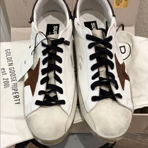 Golden Goose Men's Sneakers in White with Brown Star